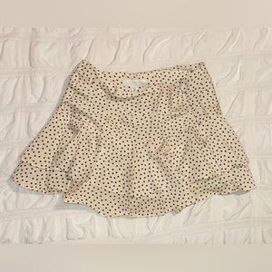 Zara Cream Mini Skirt with Black Polka Dots
